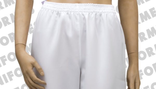Calça Elástico Inteiro Em Brim Branca