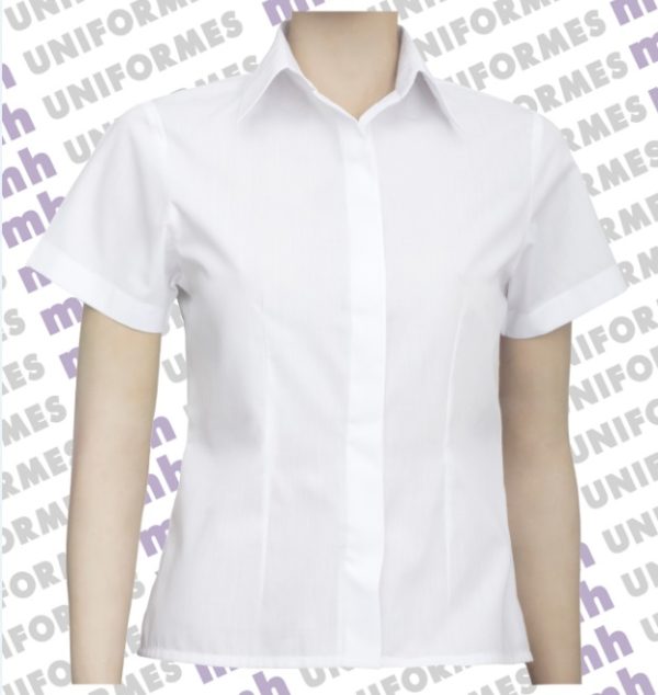Camisa Social Feminina Manga Curta Branca