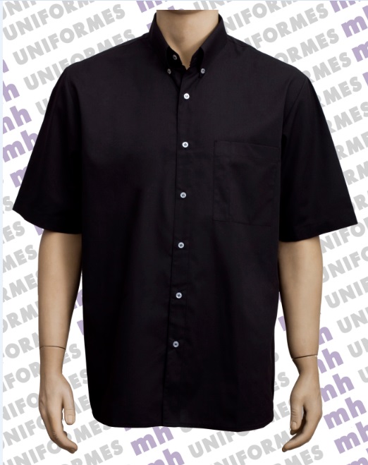 Camisa Social Masculina Manga Curta Preta