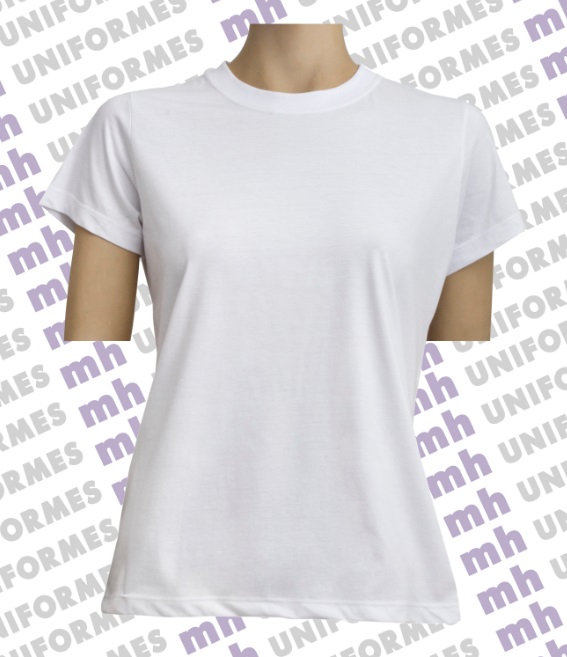 Camiseta Básica Feminina Manga Curta Em Meia Malha Branca
