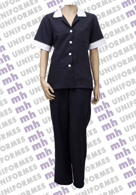 Conjunto Feminino Em Oxford Azul Marinho