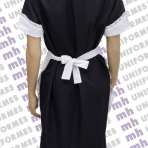 Vestido Copeira Com Avental Em Oxford Azul Marinho